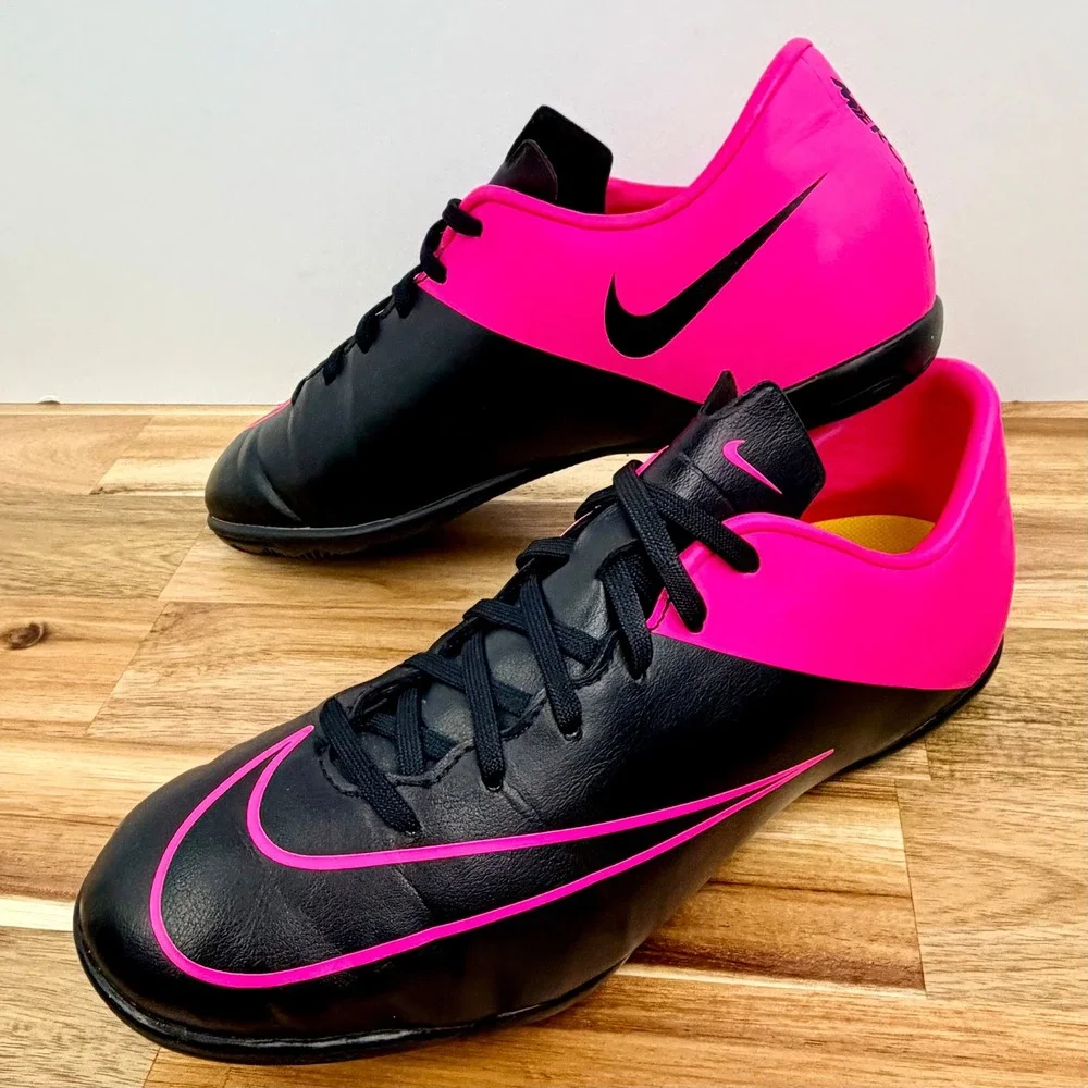 Nike Mercurial Victory V IC Indoor Soccer Shoes Black Pink 651639-006 Kids 5.5Y